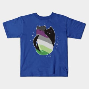 Aroace Cat LGBT Asexual Aromantic Pride Flag Kids T-Shirt